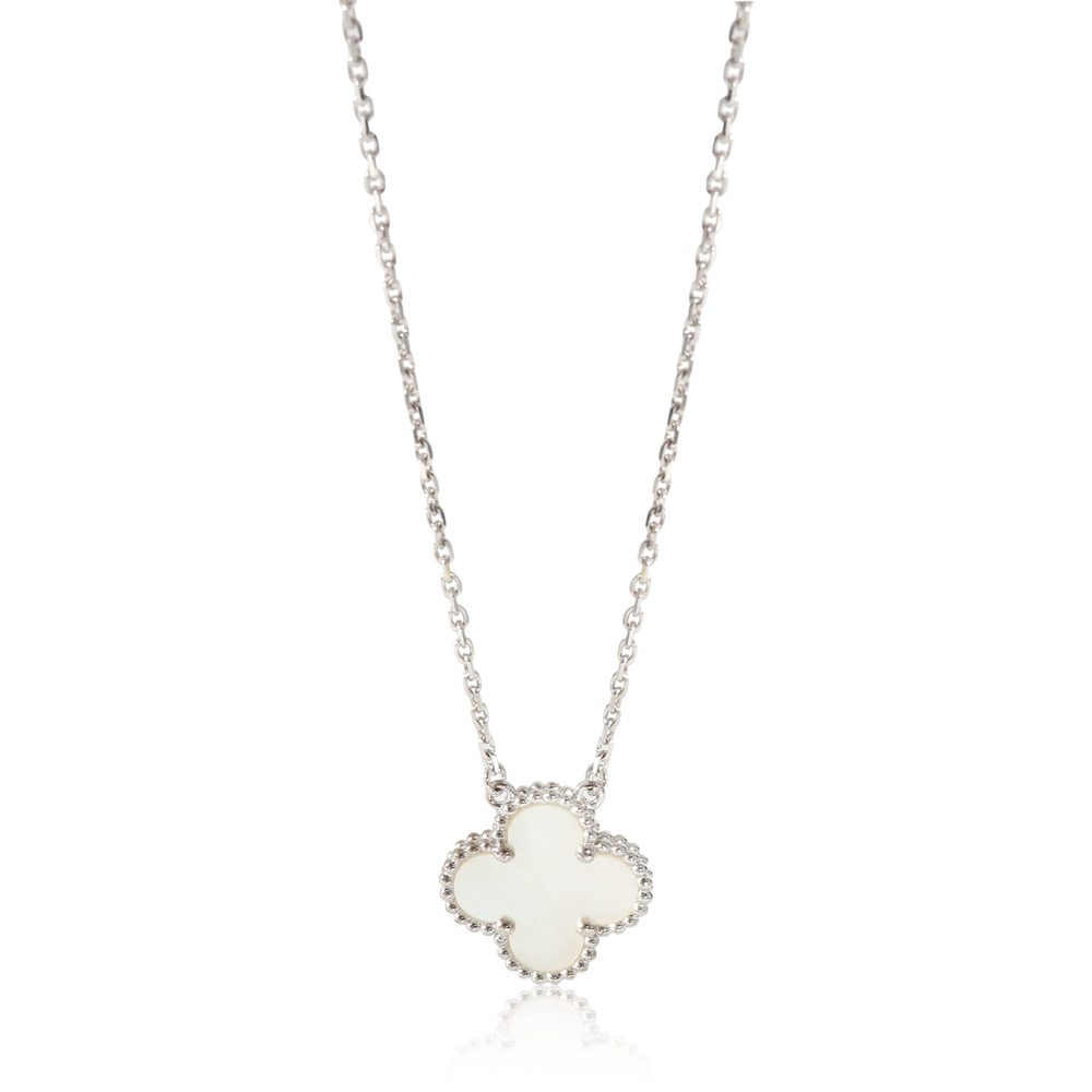 Van Cleef & Arpels Vintage Alhambra Pendant With Mother Of Pearl in White Gold
